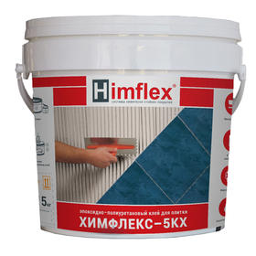 Химически стойкий эластичный клей для плитки, эпоксидно-полиуретановый состав, Химфлекс-5KX, цвет белый, 5 кг