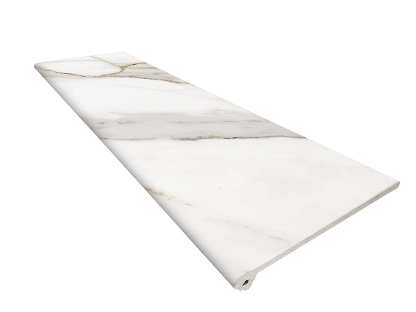 EXAGRES MARBLES Calacatta 913 Ступень флорентийская / PELDAÑO FIORENTINO R9 330х1200х12 мм