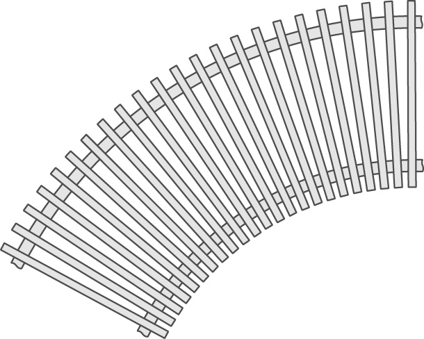Радиус для решетки поперечной, жесткой шириной до 300 мм Interbau №901 белый