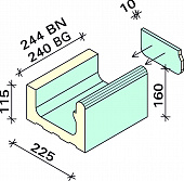 Лоток конечный правый 2ч. Interbau 244x225x160/115, арт. 5276