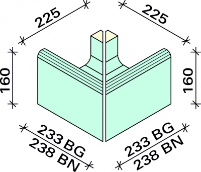 Угол внешний лотка Interbau 238x225x160/115, арт. 5277