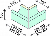 Угол внешний лотка Interbau 238x150x100, арт. 5117