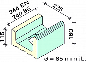 Лоток сливной Interbau 244x225x160/115, арт. 5171