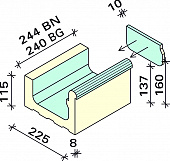 Лоток конечный левый Interbau 244x225x160/115, арт. 5174
